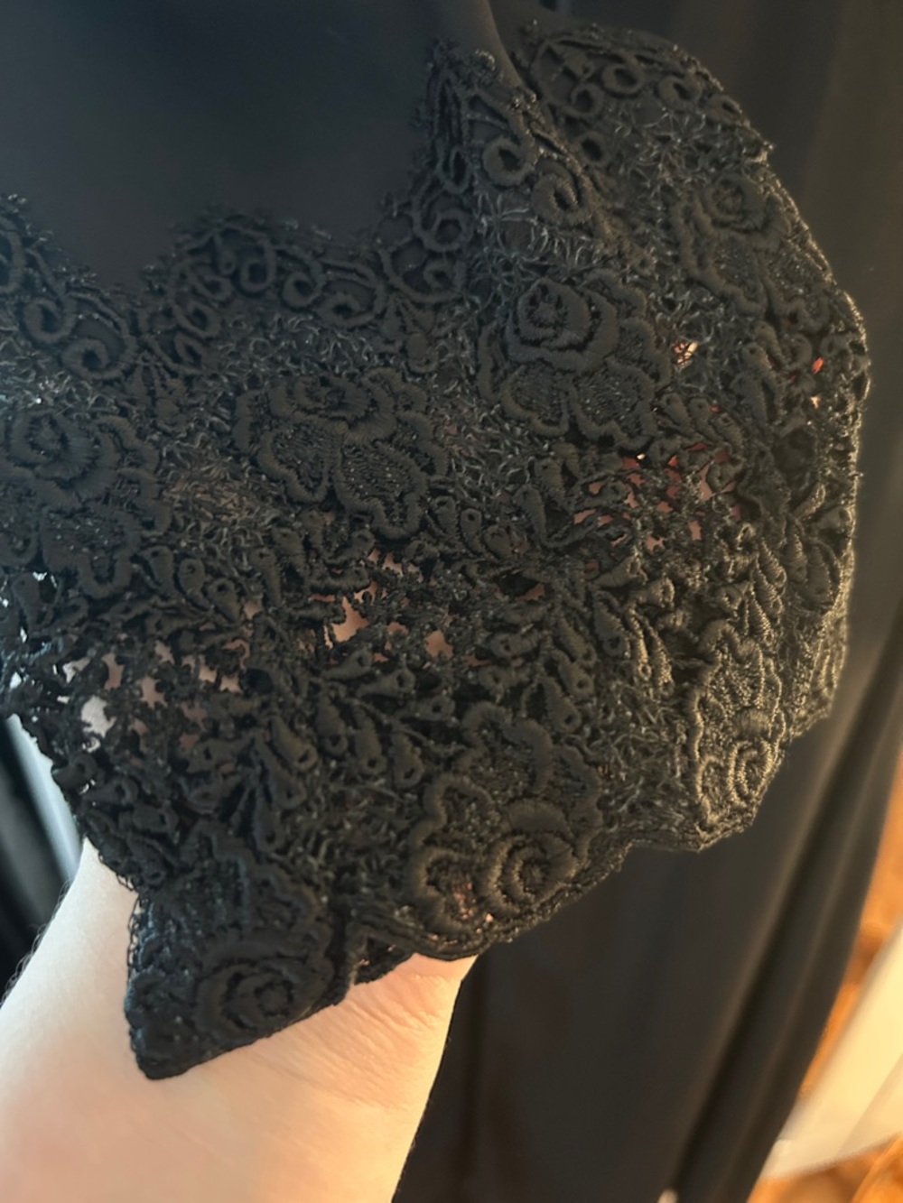 Vintage Victoria's Secret Black Sheer Long Robe with Lace Cuffs - Picture 3 of 4